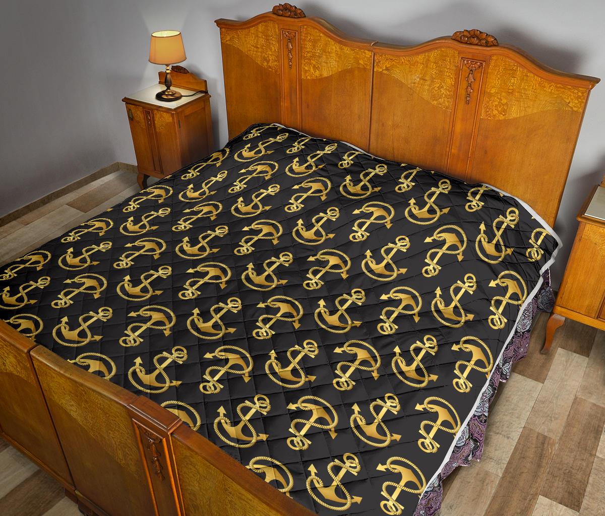 Anchor Gold Pattern Premium Quilt-JTAMIGO.COM