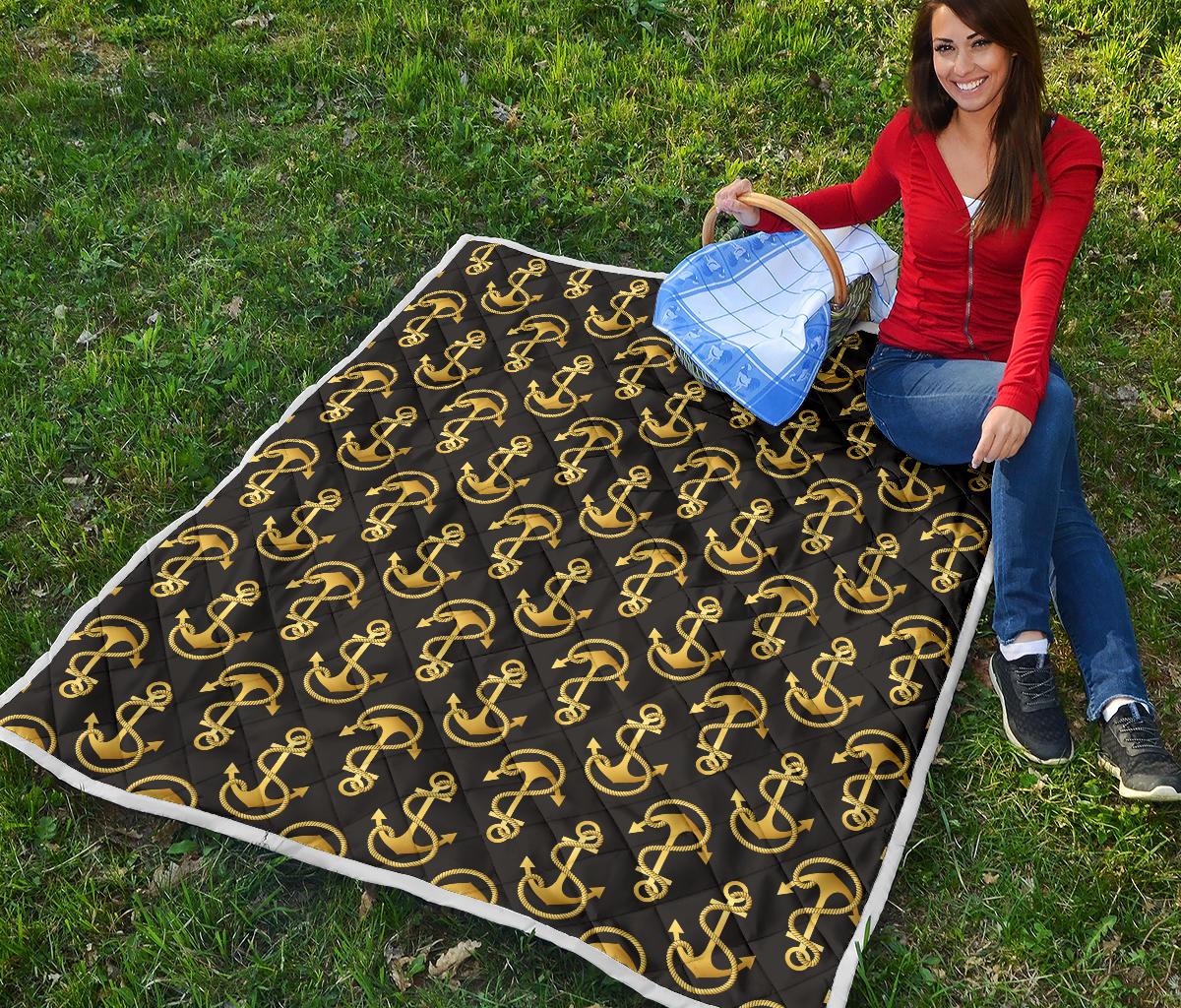 Anchor Gold Pattern Premium Quilt-JTAMIGO.COM
