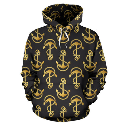Anchor Gold Pattern Pullover Hoodie