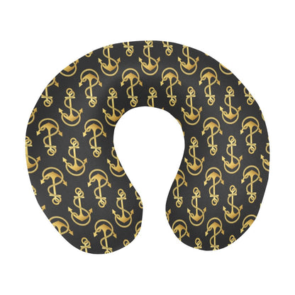 Anchor Gold Pattern U-Shaped Travel Neck Pillow-JTAMIGO.COM