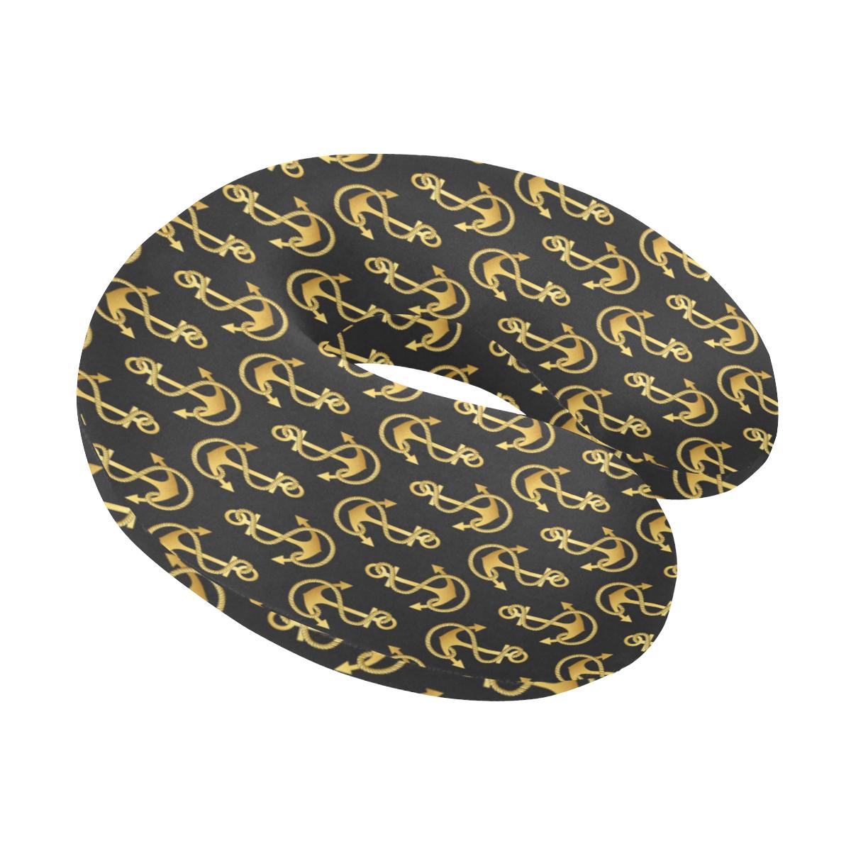 Anchor Gold Pattern U-Shaped Travel Neck Pillow-JTAMIGO.COM