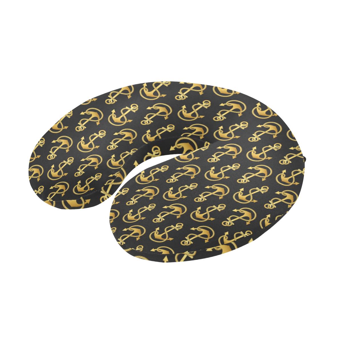 Anchor Gold Pattern U-Shaped Travel Neck Pillow-JTAMIGO.COM