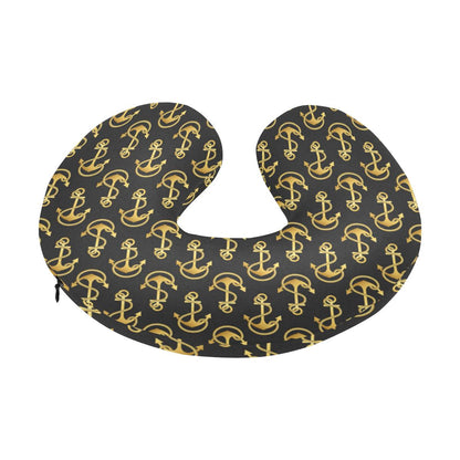 Anchor Gold Pattern U-Shaped Travel Neck Pillow-JTAMIGO.COM