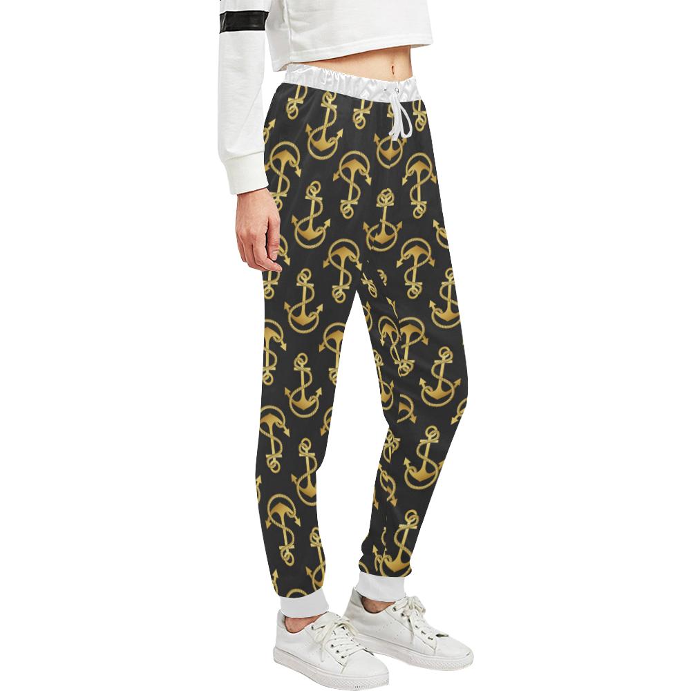 Anchor Gold Pattern Unisex Casual Sweatpants (Model L11)-JTAMIGO.COM