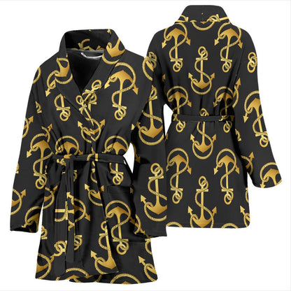 Anchor Gold Pattern Women Bath Robe-JTAMIGO.COM