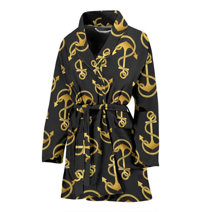Anchor Gold Pattern Women Bath Robe-JTAMIGO.COM