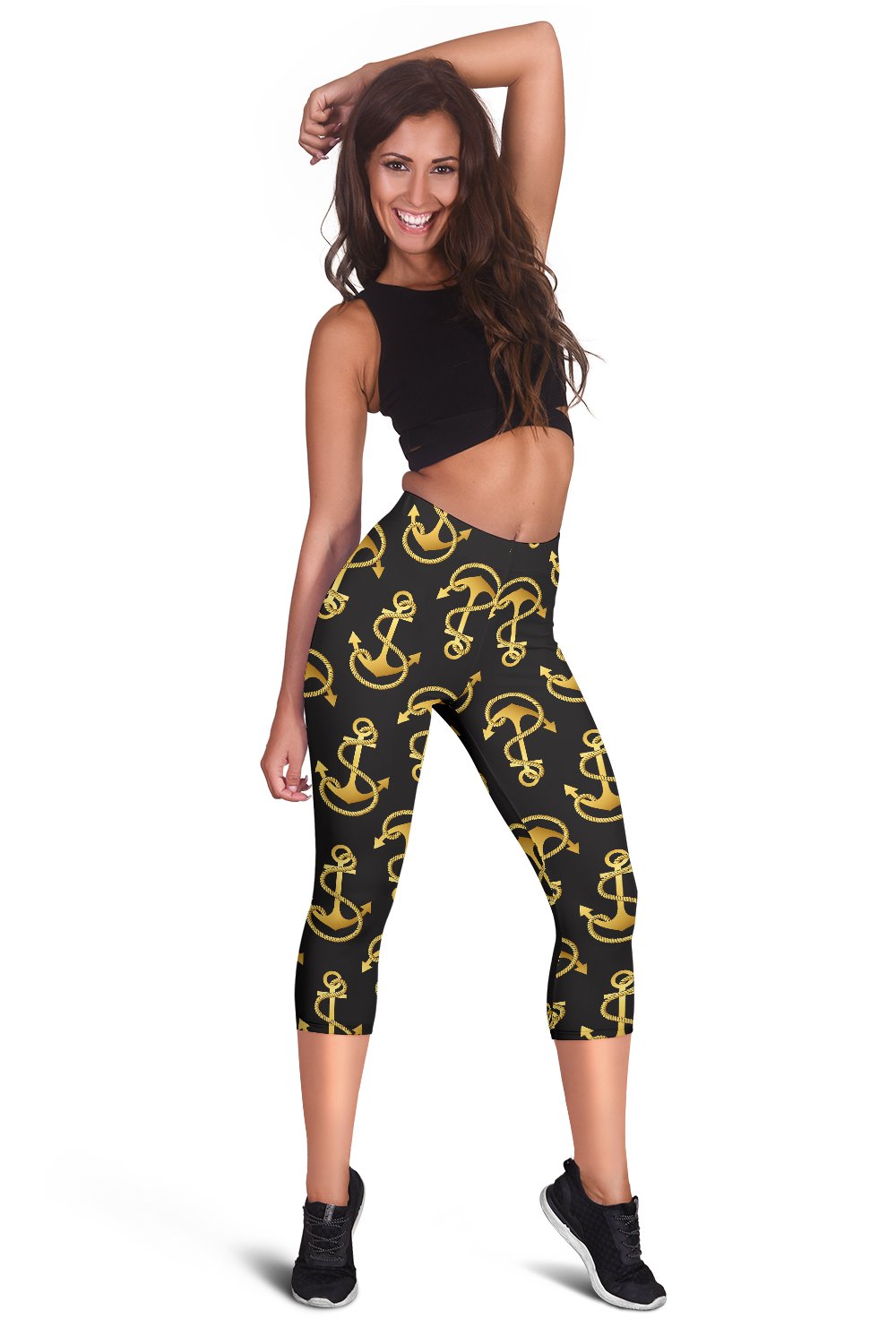 Anchor Gold Pattern Women Capris