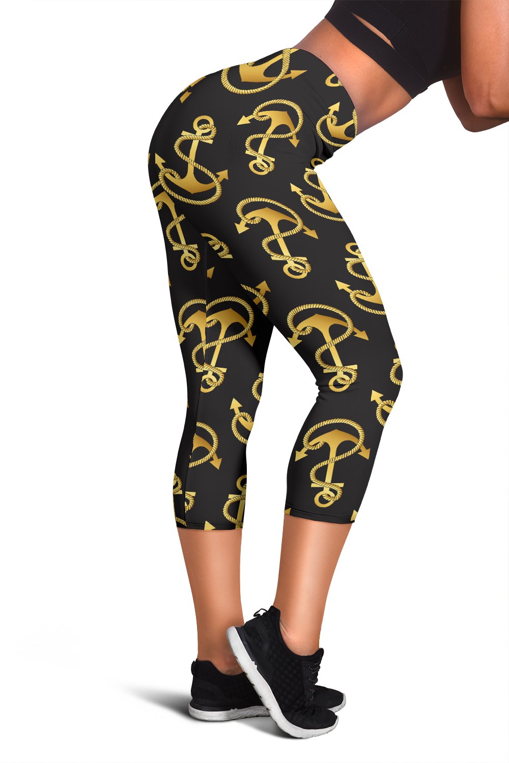 Anchor Gold Pattern Women Capris