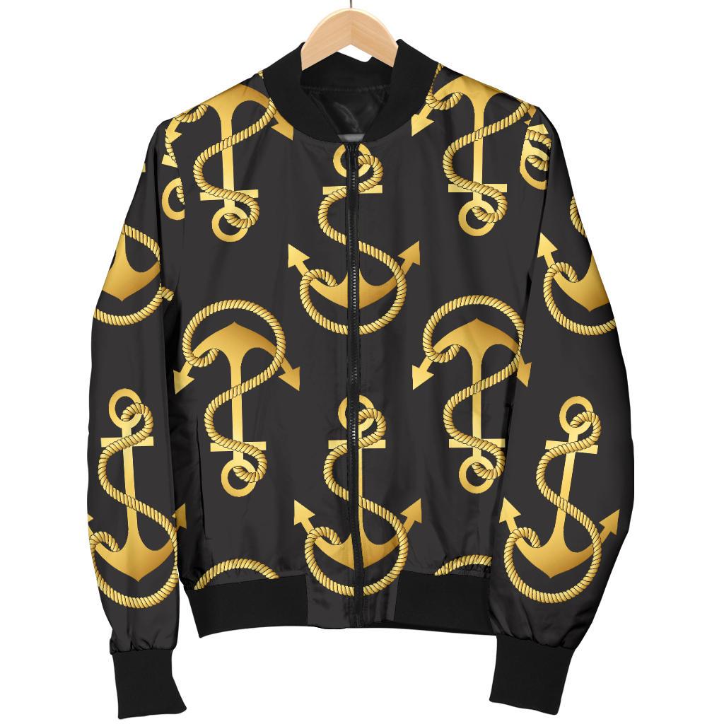 Anchor Gold Pattern Women Casual Bomber Jacket