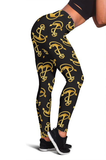 Anchor Gold Pattern Women Leggings