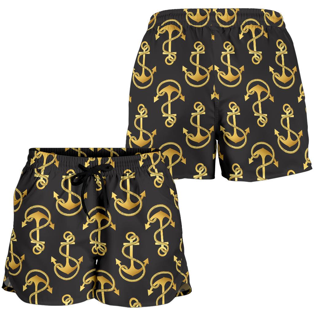 Anchor Gold Pattern Women Shorts-JTAMIGO.COM