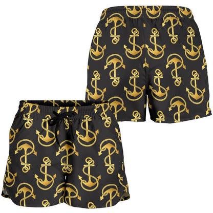 Anchor Gold Pattern Women Shorts-JTAMIGO.COM