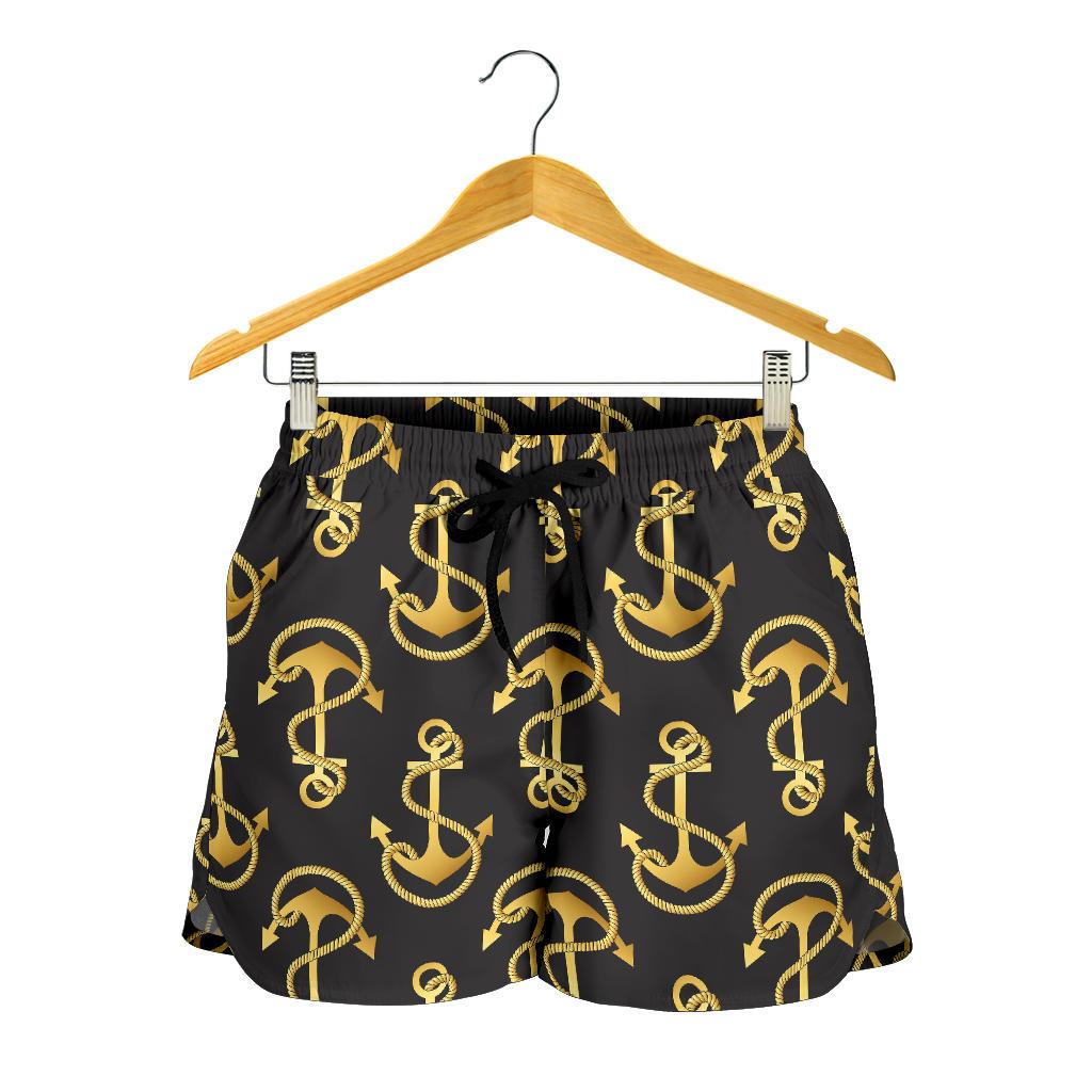 Anchor Gold Pattern Women Shorts-JTAMIGO.COM
