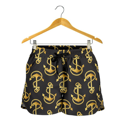 Anchor Gold Pattern Women Shorts-JTAMIGO.COM