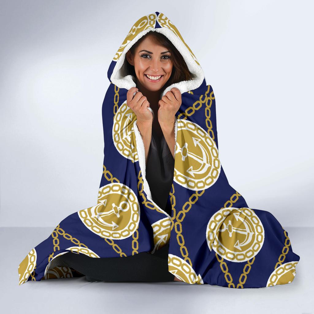Anchor Luxury Pattern Hooded Blanket-JTAMIGO.COM