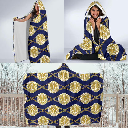 Anchor Luxury Pattern Hooded Blanket-JTAMIGO.COM