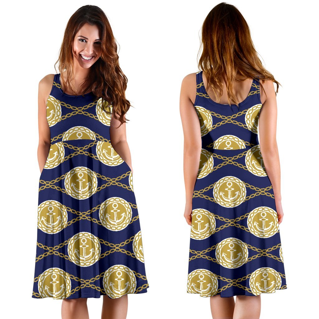 Anchor Luxury Pattern Sleeveless Dress
