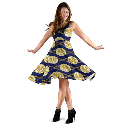 Anchor Luxury Pattern Sleeveless Dress