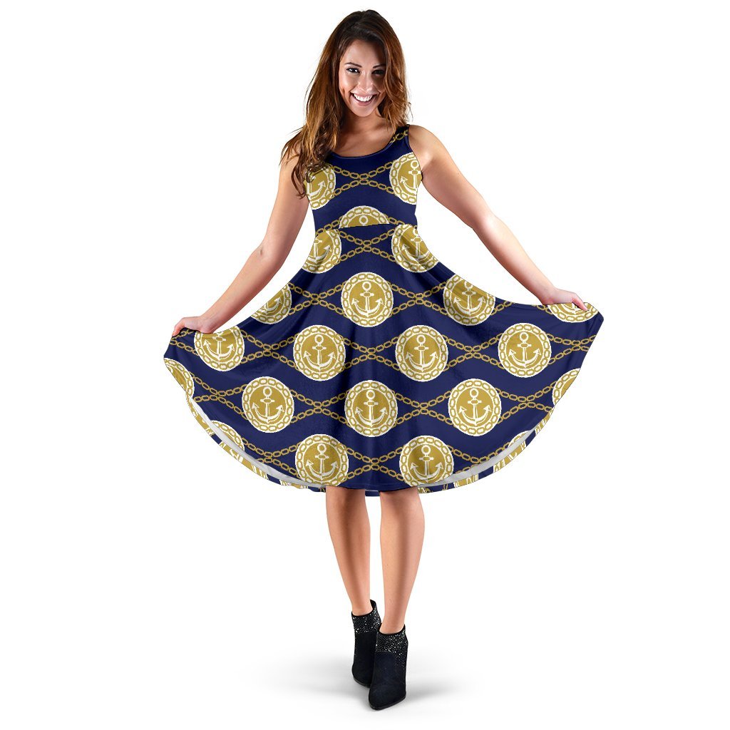 Anchor Luxury Pattern Sleeveless Dress