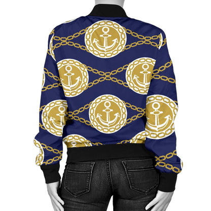 Anchor Luxury Pattern Women Casual Bomber Jacket