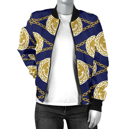 Anchor Luxury Pattern Women Casual Bomber Jacket