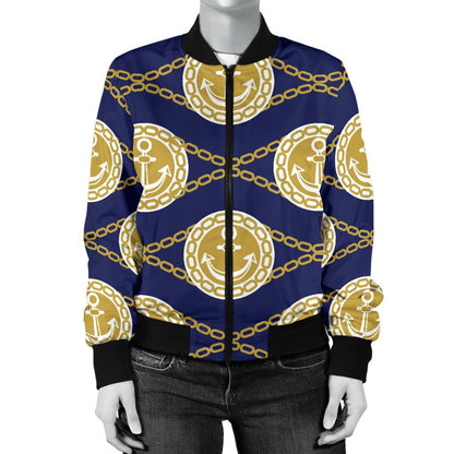 Anchor Luxury Pattern Women Casual Bomber Jacket