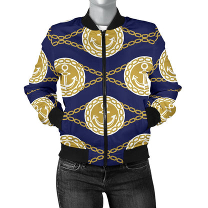 Anchor Luxury Pattern Women Casual Bomber Jacket