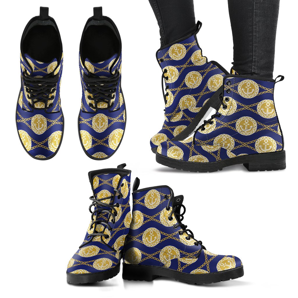 Anchor Luxury Pattern Women Leather Boots-JTAMIGO.COM