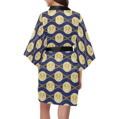 Anchor Luxury Pattern Women Short Kimono Robe