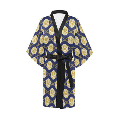 Anchor Luxury Pattern Women Short Kimono Robe