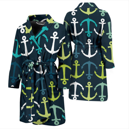 Anchor Pattern Print Design 03 Men Bathrobe-JORJUNE.COM