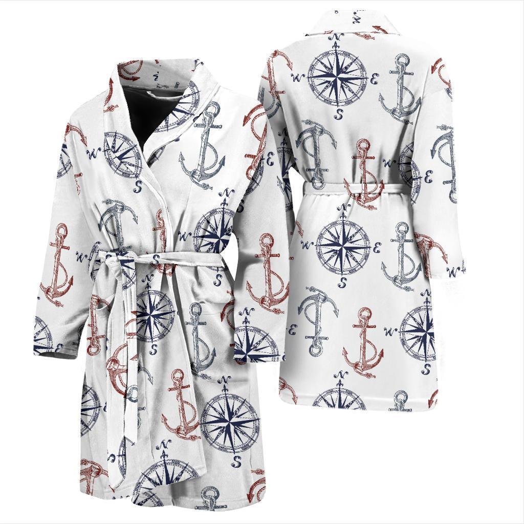 Anchor Pattern Print Design 06 Men Bathrobe-JORJUNE.COM