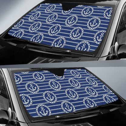 Anchor Stripe Pattern Car Sun Shade For Windshield