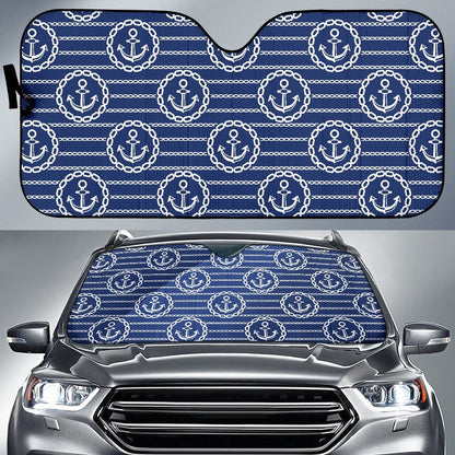 Anchor Stripe Pattern Car Sun Shade For Windshield