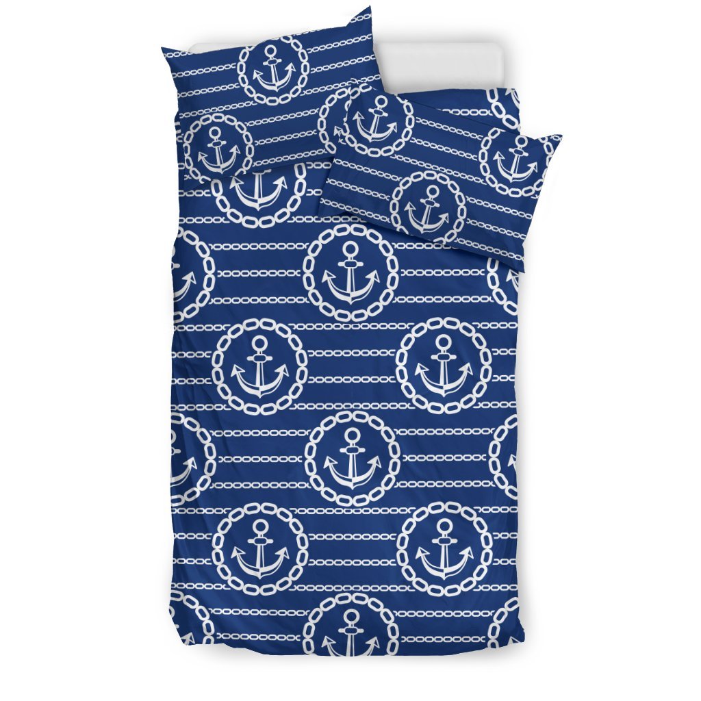Anchor Stripe Pattern Duvet Cover Bedding Set
