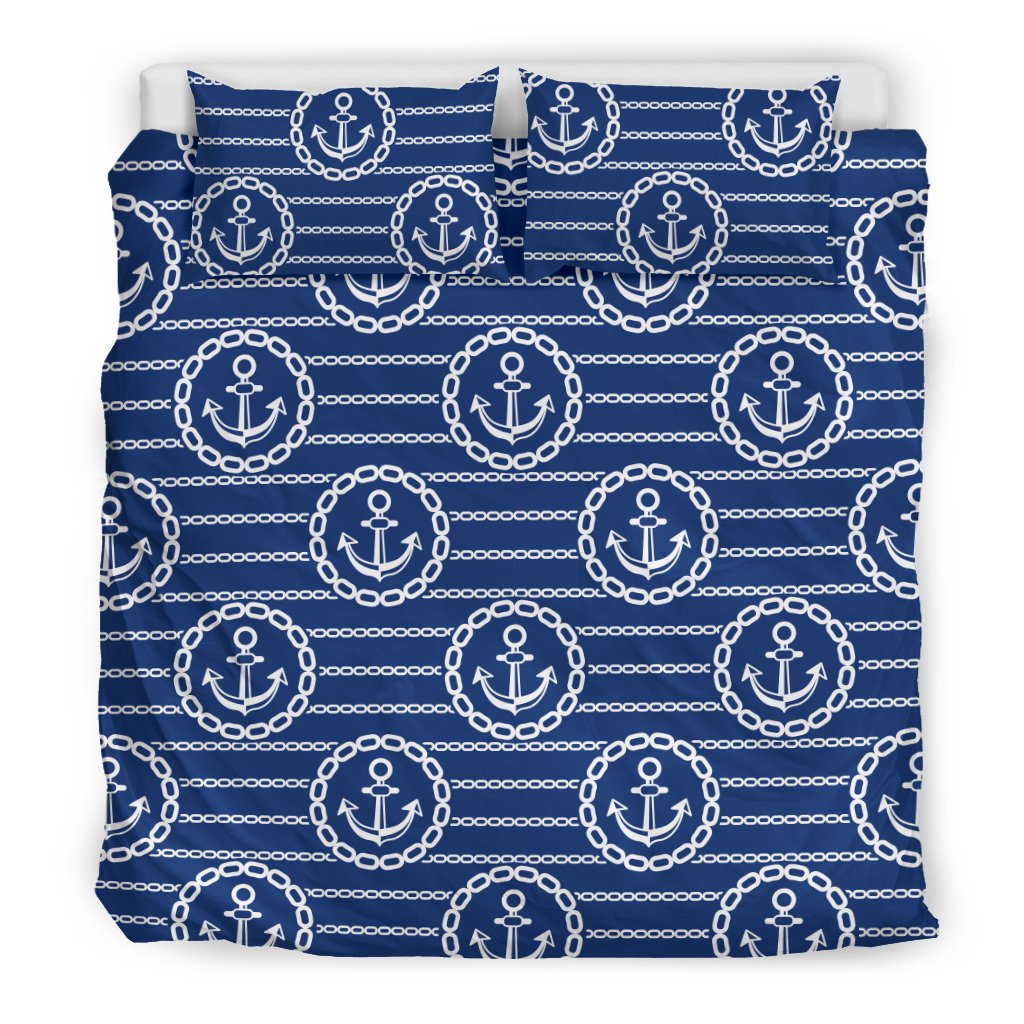 Anchor Stripe Pattern Duvet Cover Bedding Set