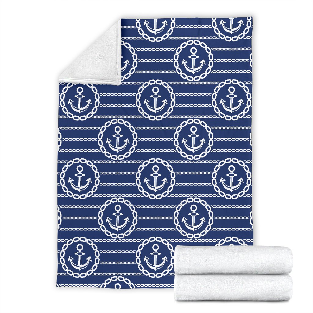 Anchor Stripe Pattern Fleece Blanket