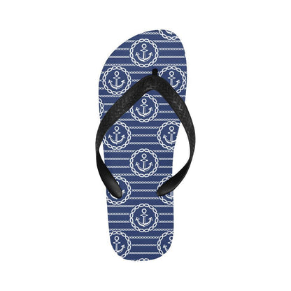 Anchor Stripe Pattern Flip Flops-JTAMIGO.COM