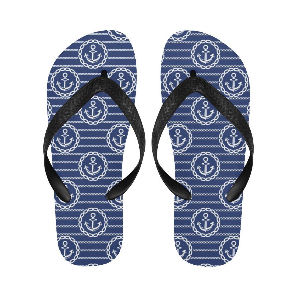 Anchor Stripe Pattern Flip Flops-JTAMIGO.COM