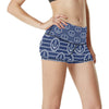 Anchor Stripe Pattern High Waisted Spandex Shorts-JTAMIGO.COM