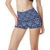 Anchor Stripe Pattern High Waisted Spandex Shorts-JTAMIGO.COM