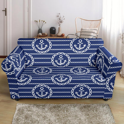 Anchor Stripe Pattern Loveseat Slipcover-JTAMIGO.COM