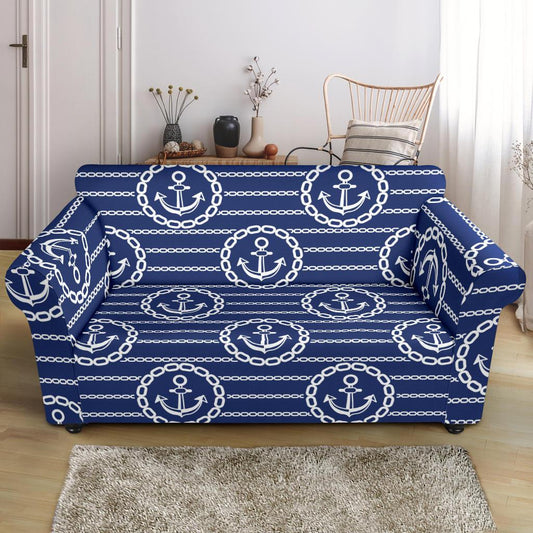 Anchor Stripe Pattern Loveseat Slipcover-JTAMIGO.COM