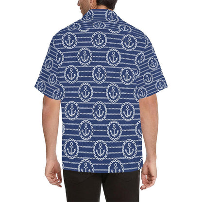 Anchor Stripe Pattern Men Aloha Hawaiian Shirt