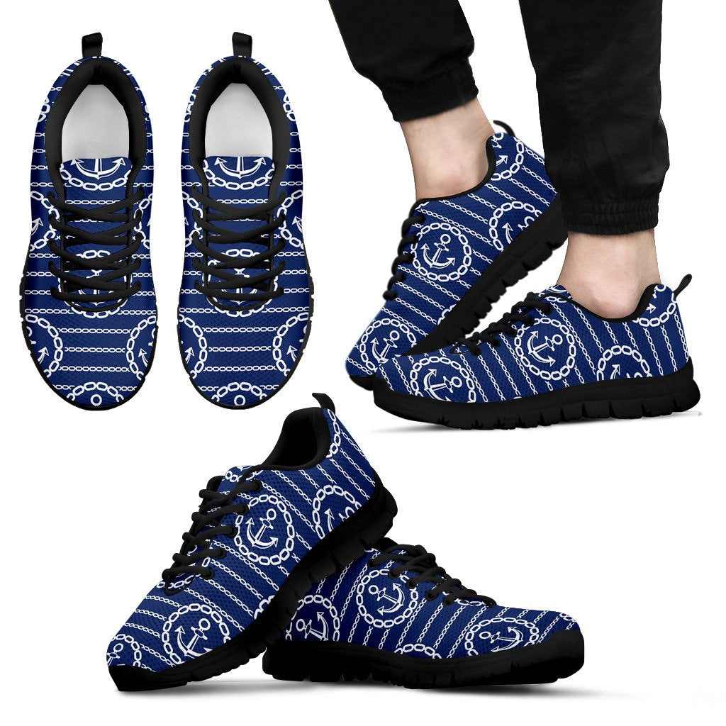 Anchor Stripe Pattern Men Sneakers Shoes