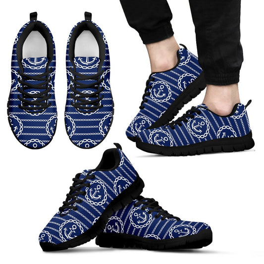 Anchor Stripe Pattern Men Sneakers Shoes