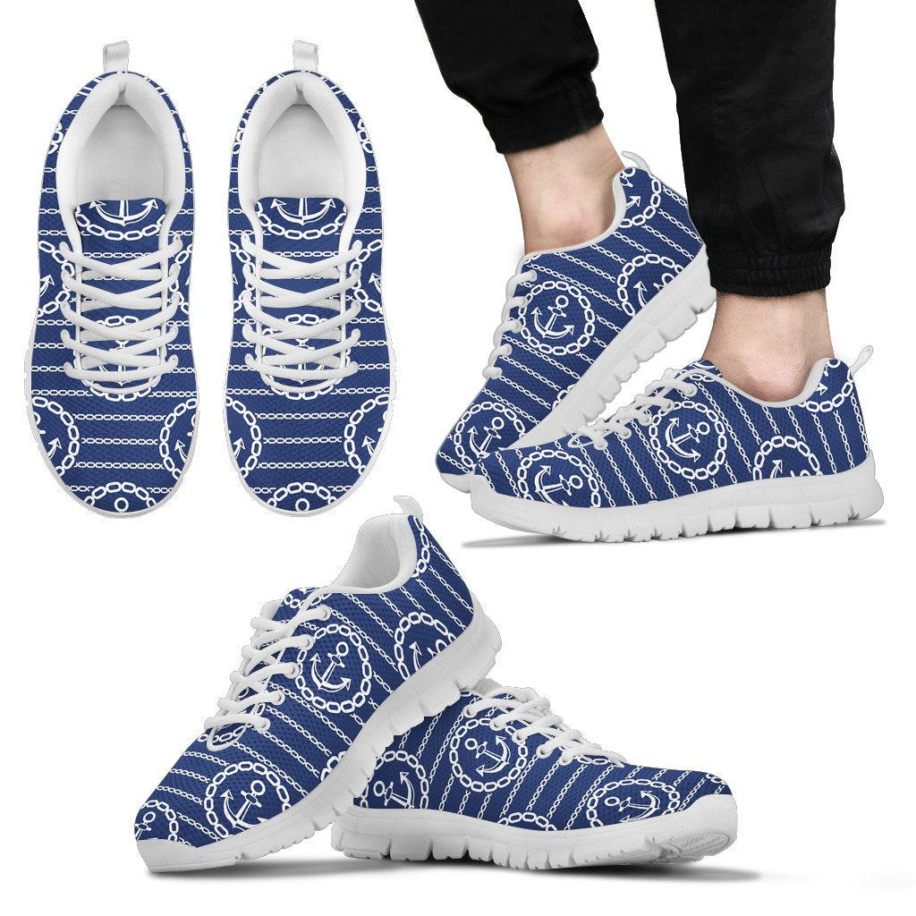 Anchor Stripe Pattern Men Sneakers Shoes