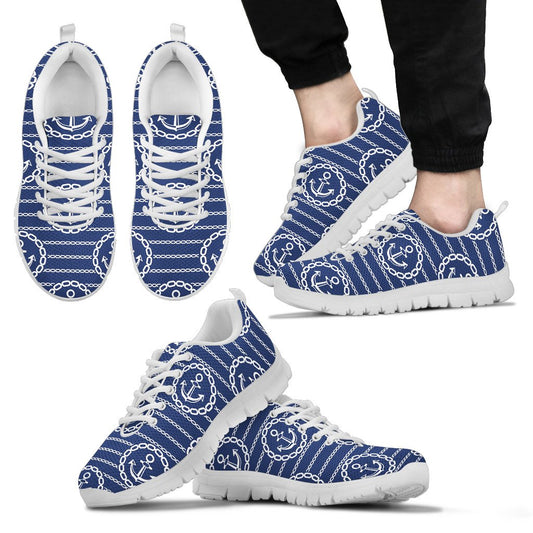 Anchor Stripe Pattern Men Sneakers Shoes