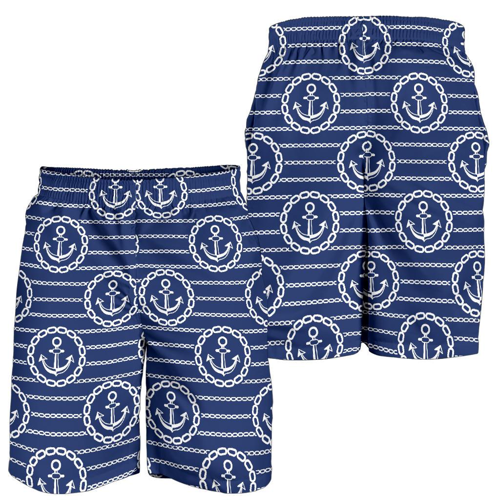 Anchor Stripe Pattern Mens Shorts-JTAMIGO.COM