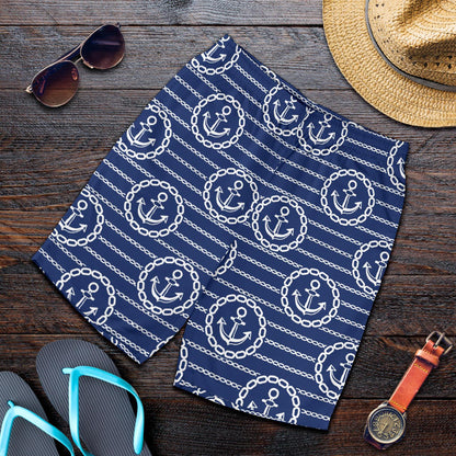Anchor Stripe Pattern Mens Shorts-JTAMIGO.COM